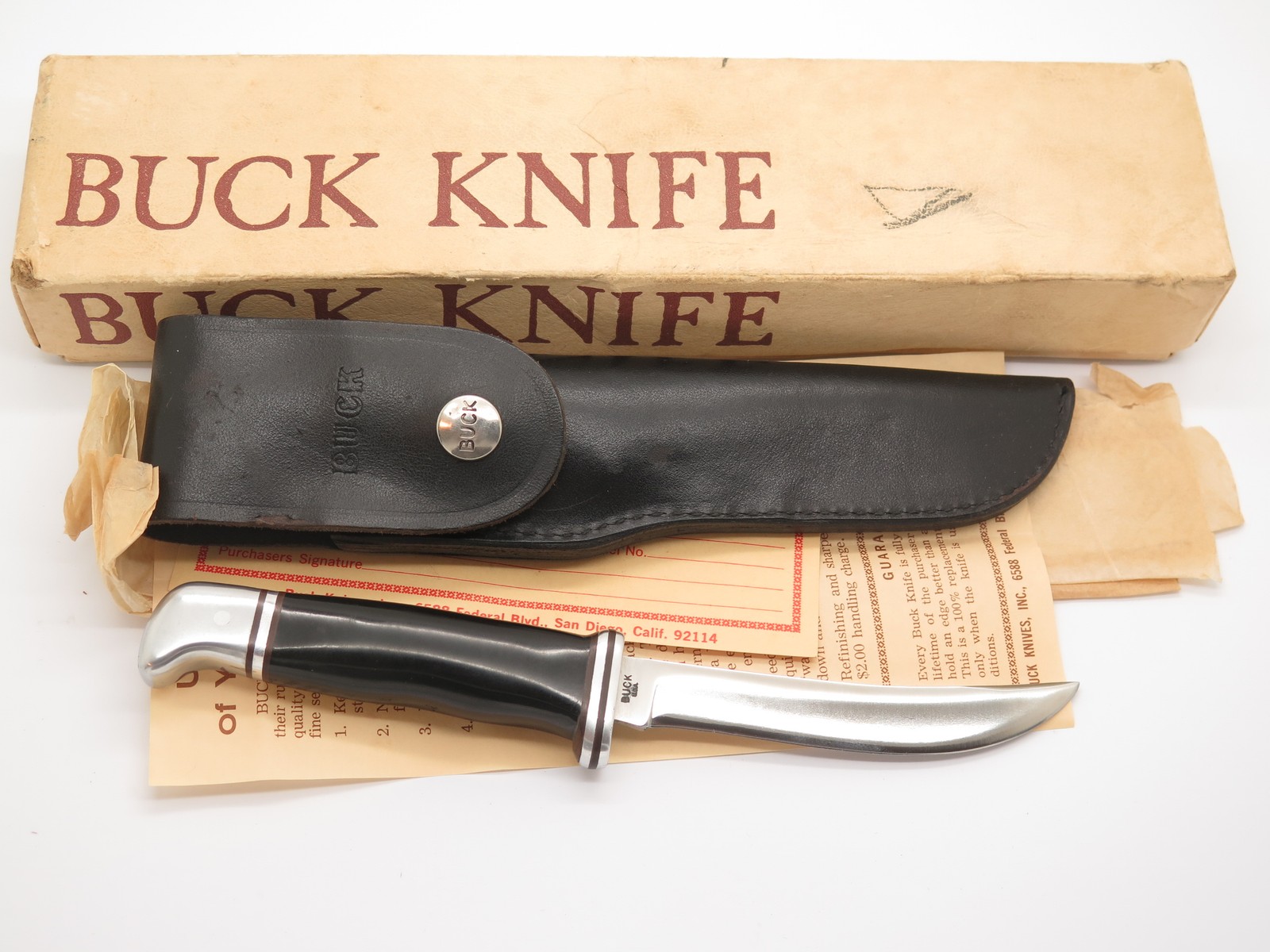 Vintage 1967-72 Buck 118 Personal Two 2 Liner Fixed Blade Hunting Knife & Box