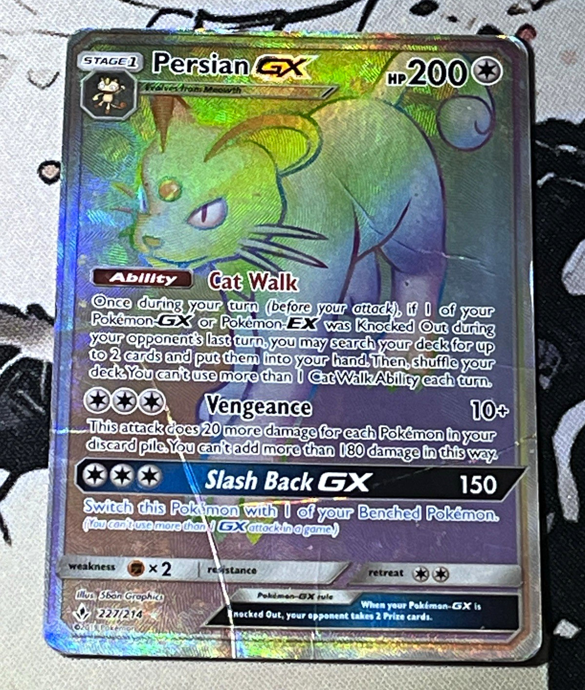 Persian GX 227/214 SM-Unbroken Bonds Secret Rare Full Art Holo