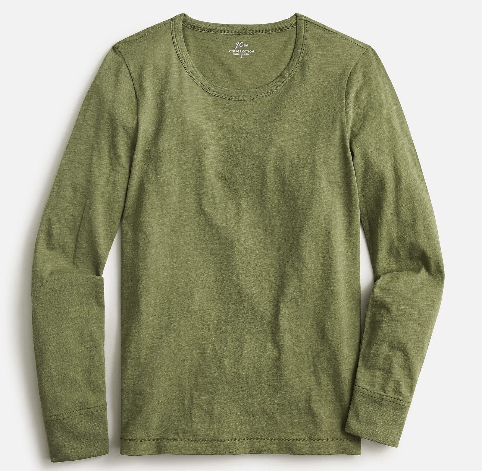 J.Crew Women\'s Green Vintage Cotton Crew Neck Long Sleeve T-Shirt XXS $39.50
