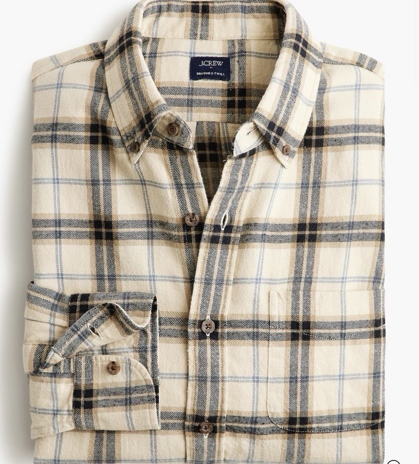 J Crew $98 Brushed Twill Button Plaid Flannel Shirt Men’s Medium SEE DESCRIPTION
