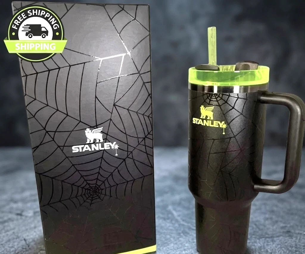 Stanley Quencher H2.0 Halloween Web Glow 40oz Tumbler – Stylish & Spooky