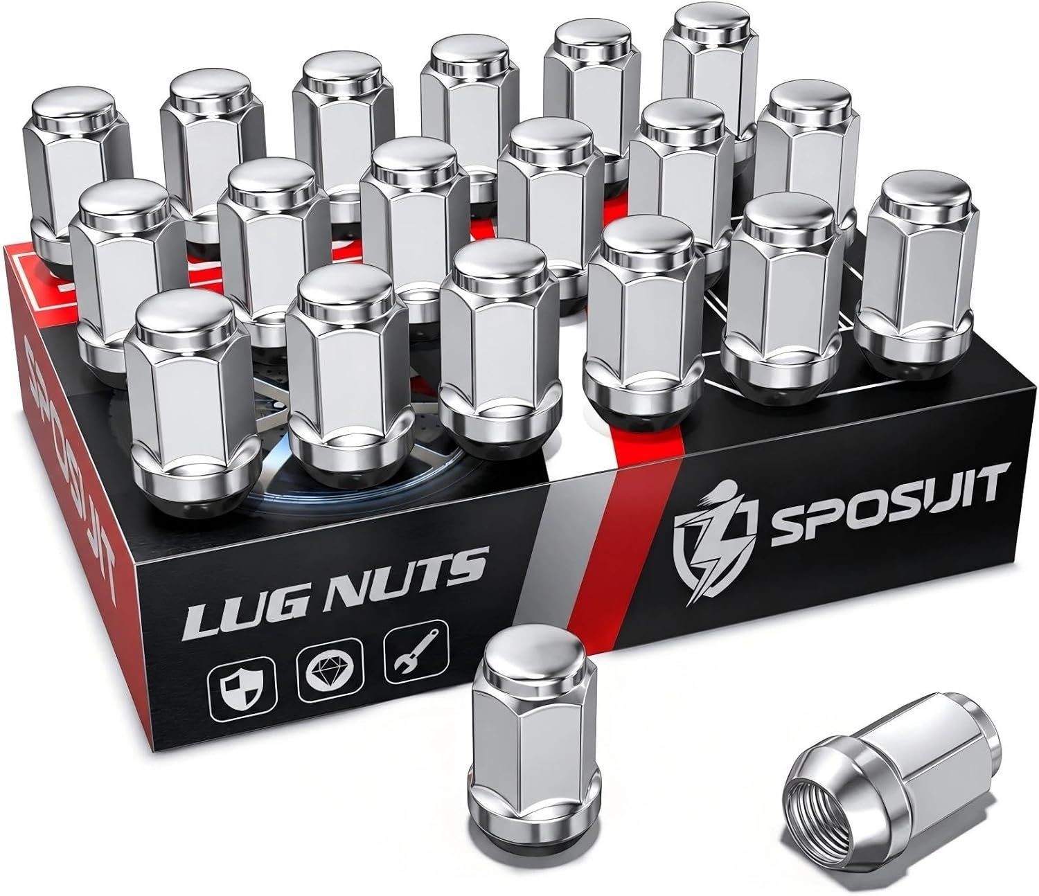 20 Pcs Chrome Lug Nuts, M12x1.25, Replacement for Subaru