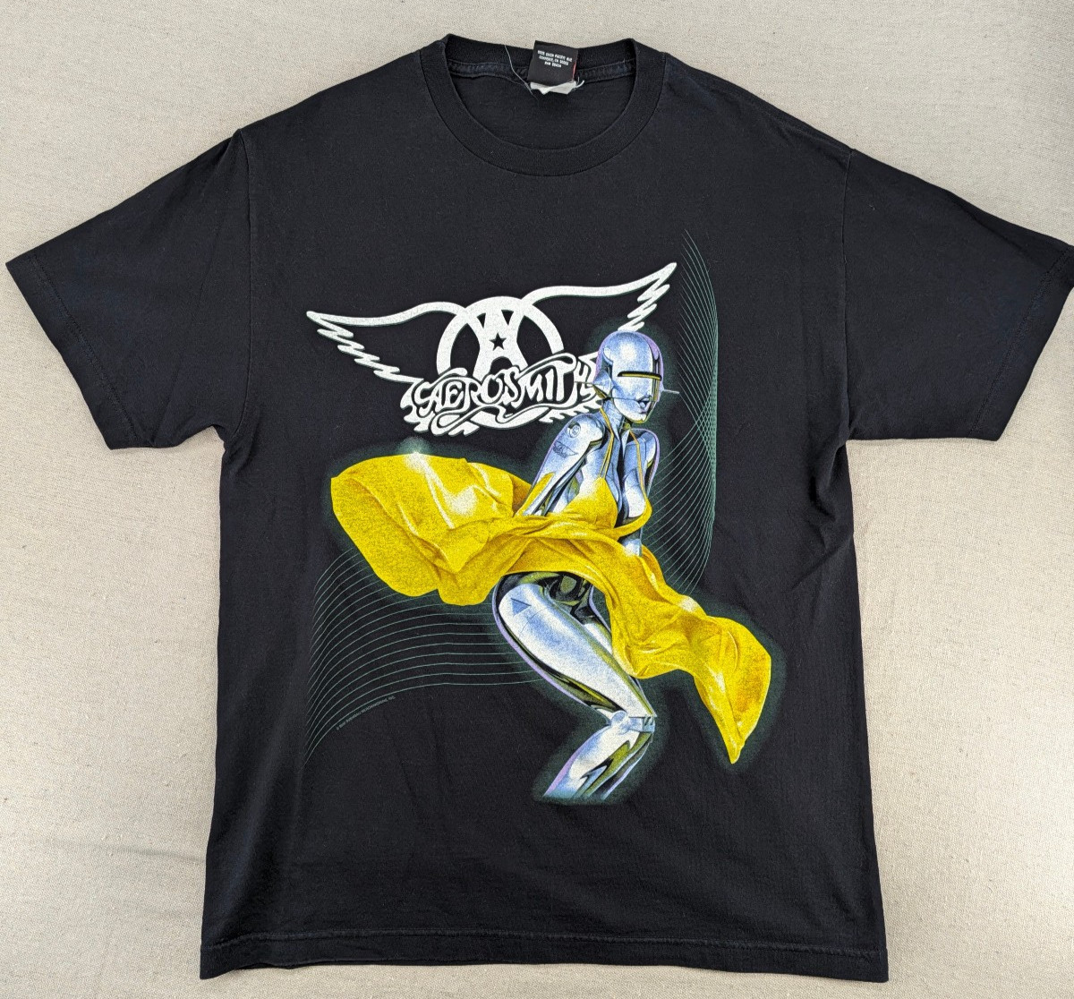 VINTAGE Aerosmith 2001 Just Push Play World Tour T Shirt GIANT Large Sorayama VINTAGE Aerosmith 2001 Just Push Play World Tour T Shirt GIANT Large Sorayama