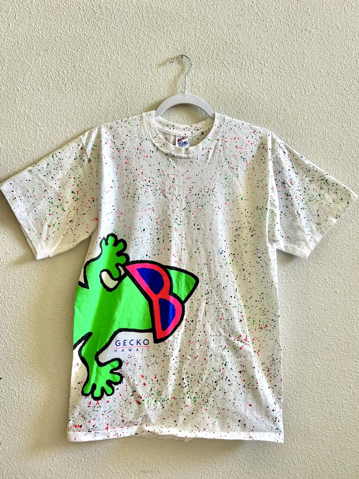 Vintage Gecko Hawaii speckled AOP All Over Print 1989 Large Shirt Vintage Gecko Hawaii speckled AOP All Over Print 1989 Large Shirt