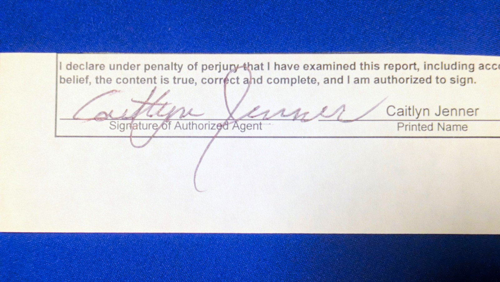 Caitlyn Bruce Jenner Original Hard Signed Legal Document Cut Autograph 9/11/23