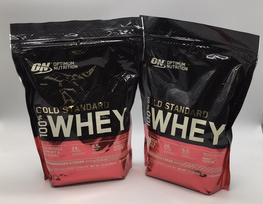 2X OPTIMUM NUTRITION 100% WHEY PROTEIN STRAWBERRIES & CREAM 1.5 Lbs EXP 10/27 2X OPTIMUM NUTRITION 100% WHEY PROTEIN STRAWBERRIES & CREAM 1.5 Lbs EXP 10/27