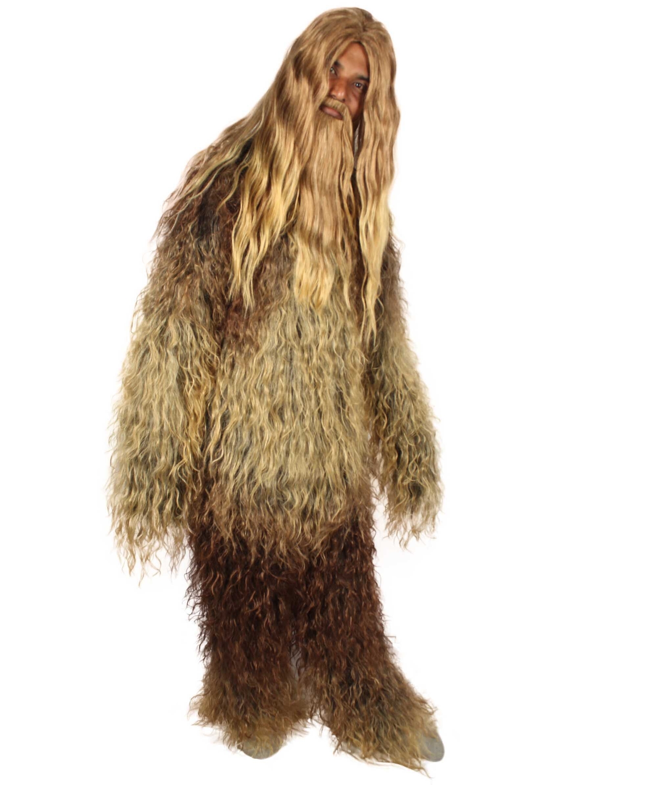 Hairy Bigfoot Horror Halloween Costume, Wig Beard Mustache Set for Cosplay Party