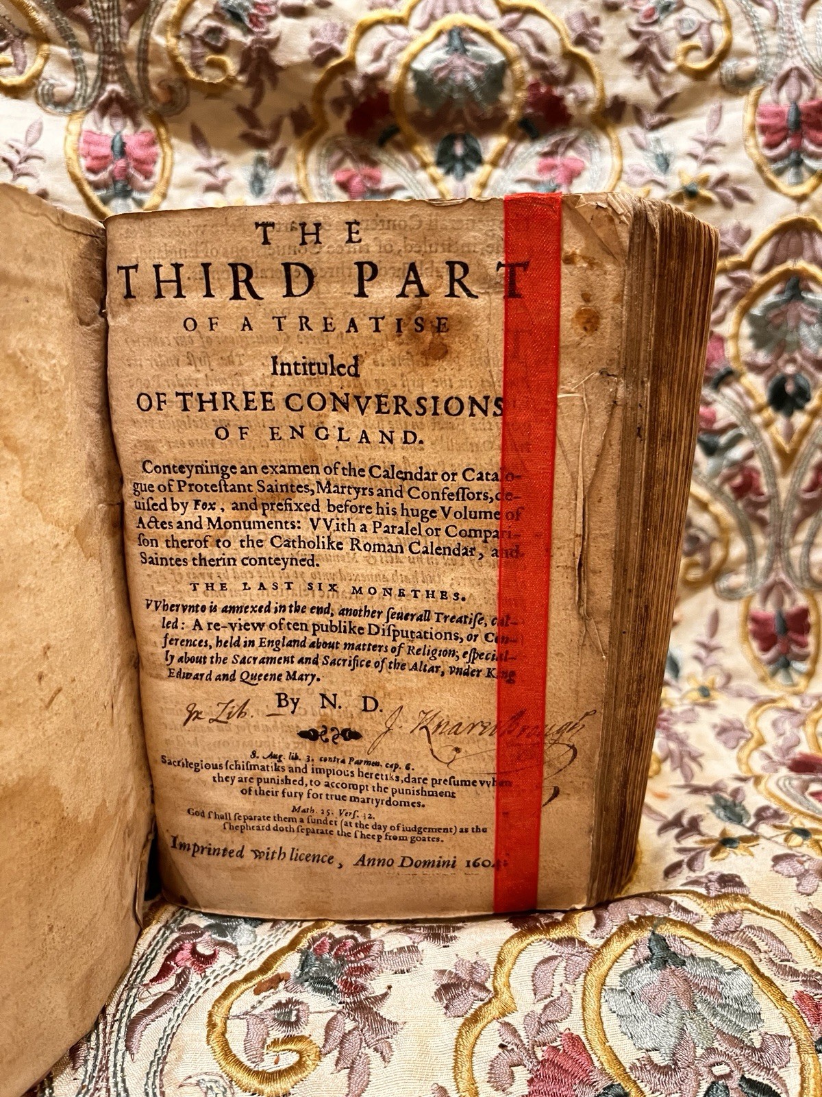 The Third Part of a Treatise by N. D., 1604. Leather, Antiquarian, Religion