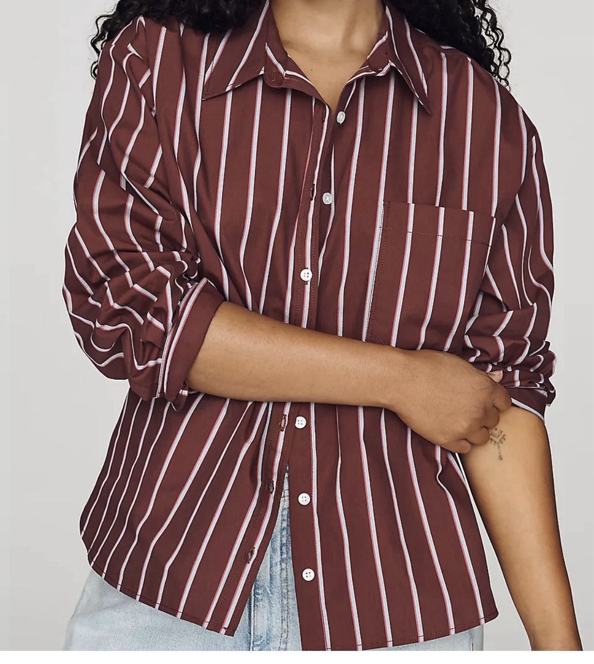 NWT Maeve Anthropologie Bennett Buttondown Shirt Dark Wine Striped Cotton Size S NWT Maeve Anthropologie Bennett Buttondown Shirt Dark Wine Striped Cotton Size S