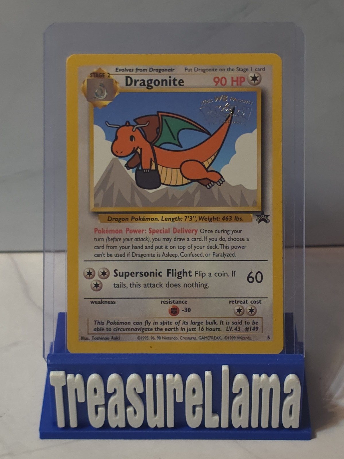 1999 Pokemon Dragonite #5 Black Star Promo Kids WB First Movie Stamped WOTC