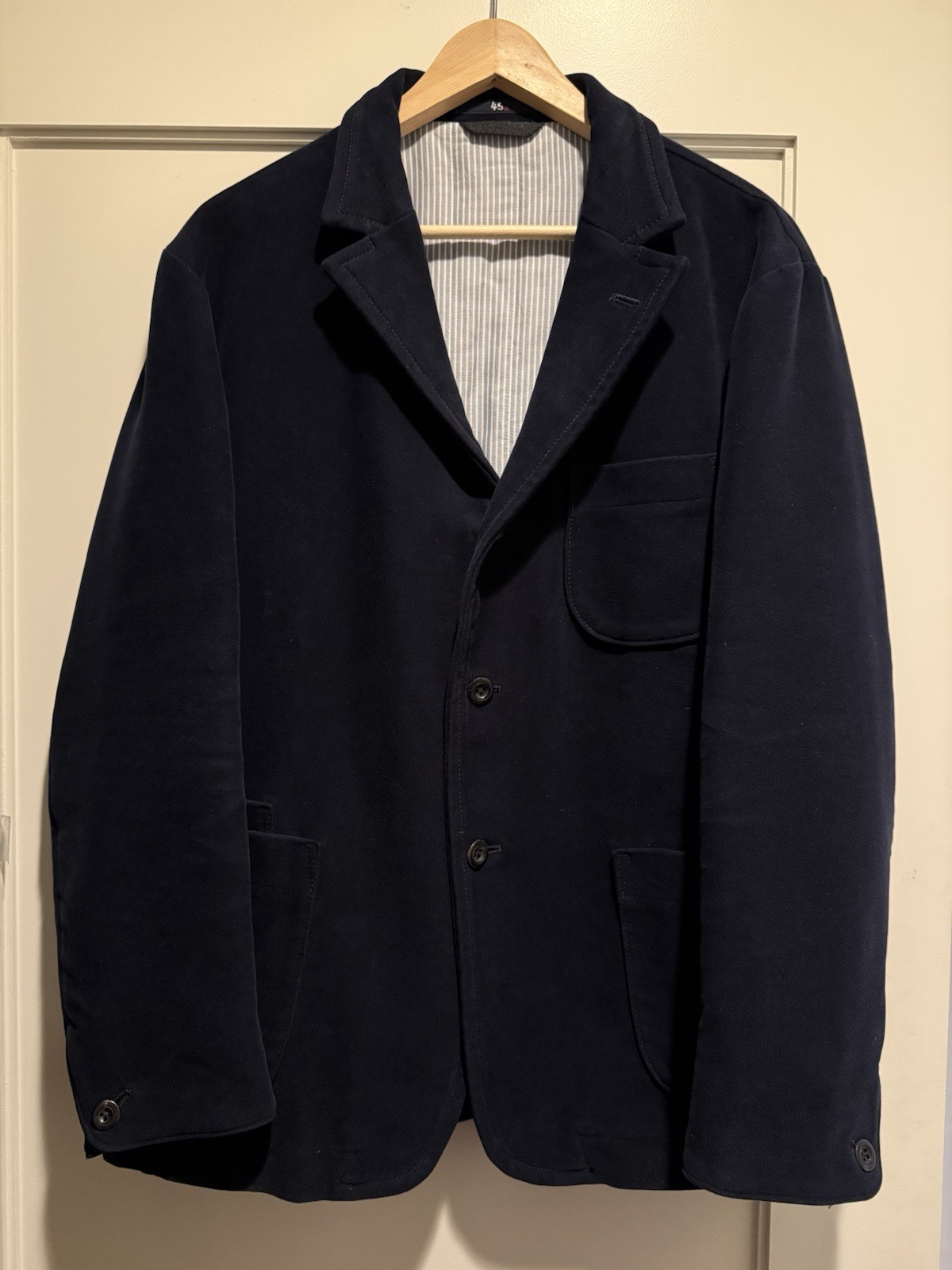 45R 45rpm Mens Navy Cotton Melton Blazer Made in Japan sz 5, US size L