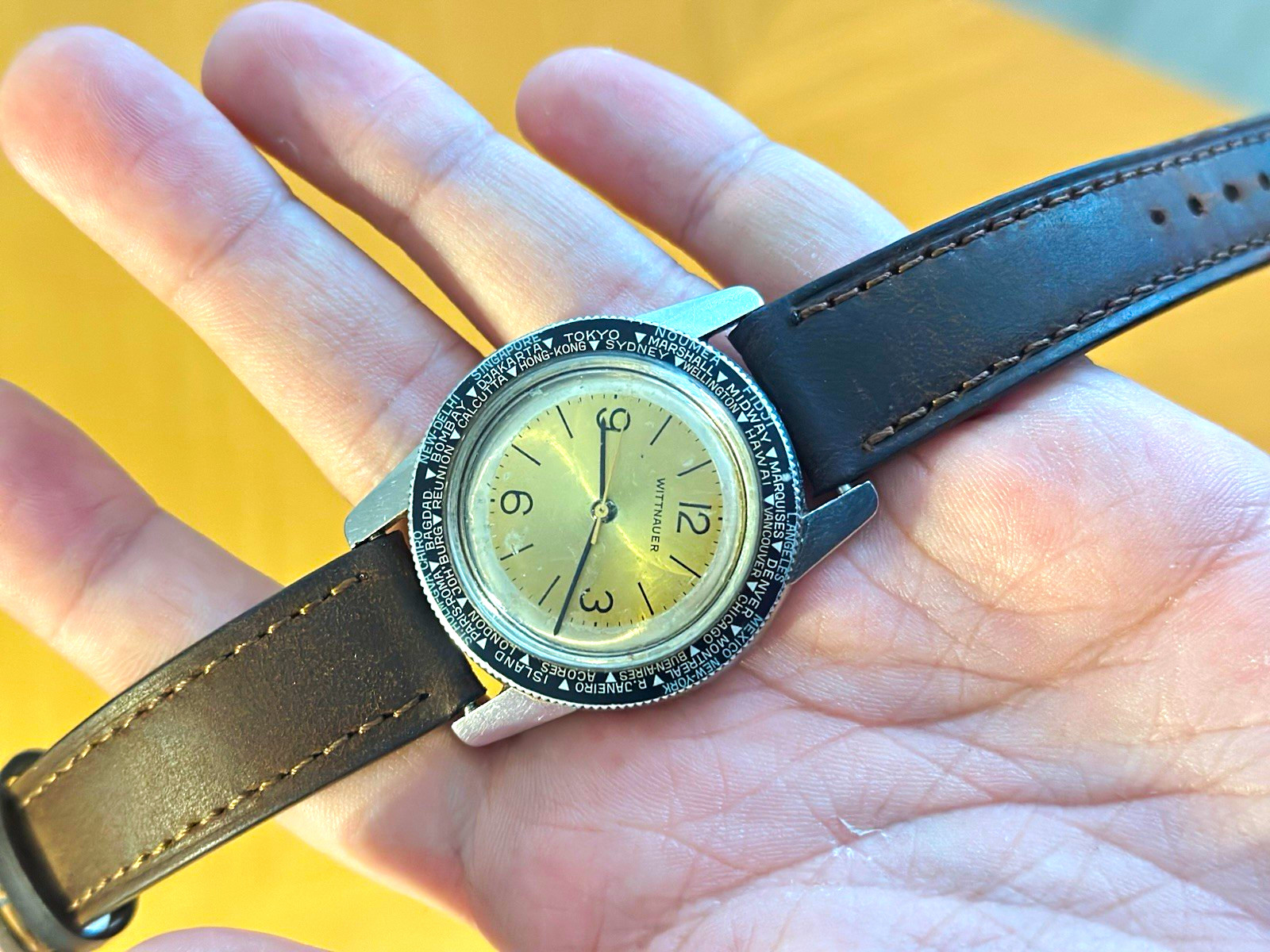 Rare Wittnauer World Time Vintage 1960s Manual Wind READ - AS IS