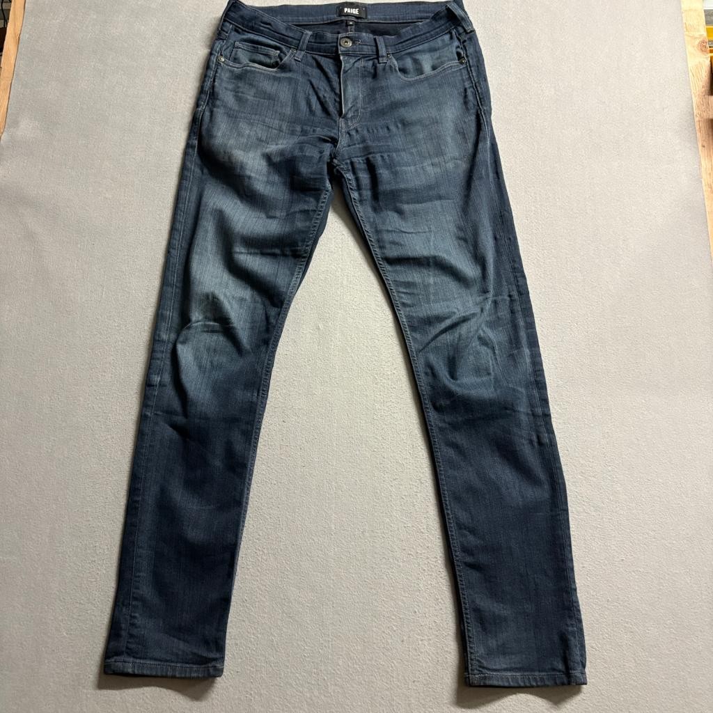 Paige Lennox Slim Fit Jeans Mens 32 Blue Stretch Denim Rayon Blend