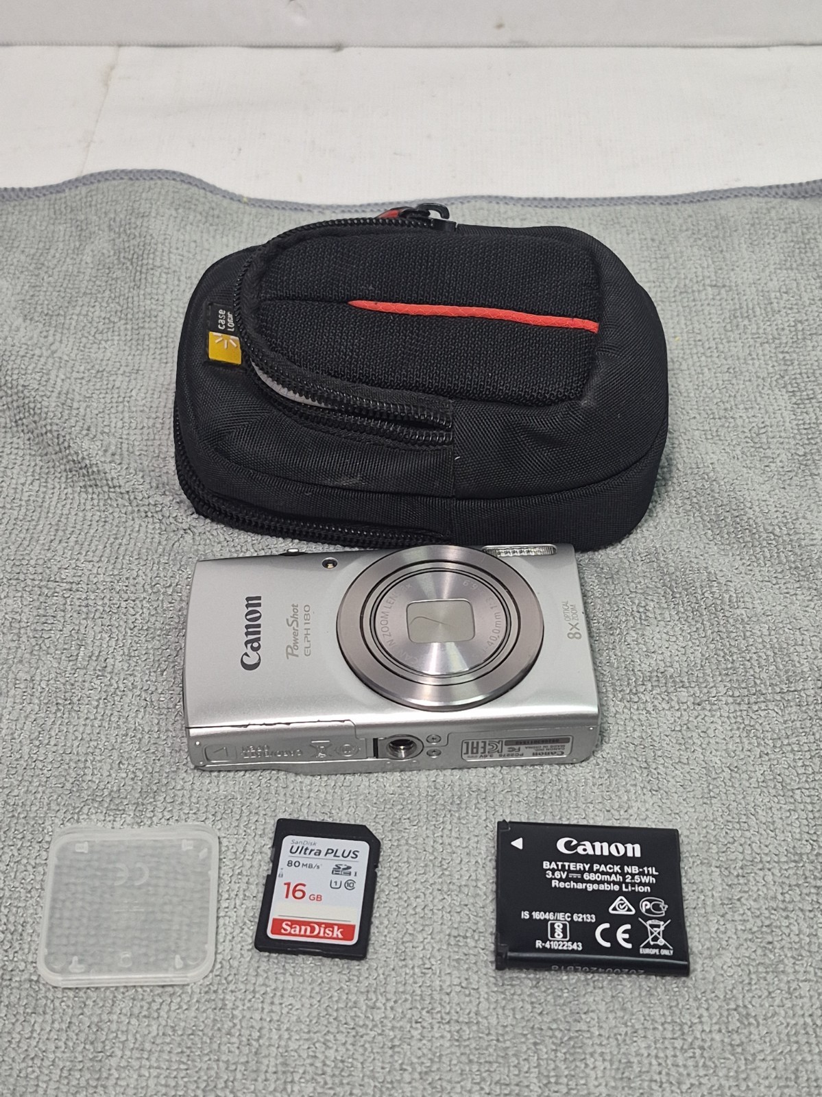 CANON PowerShot ELPH 180 20MP 8x Optical Zoom Silver Digital Camera 16gb 