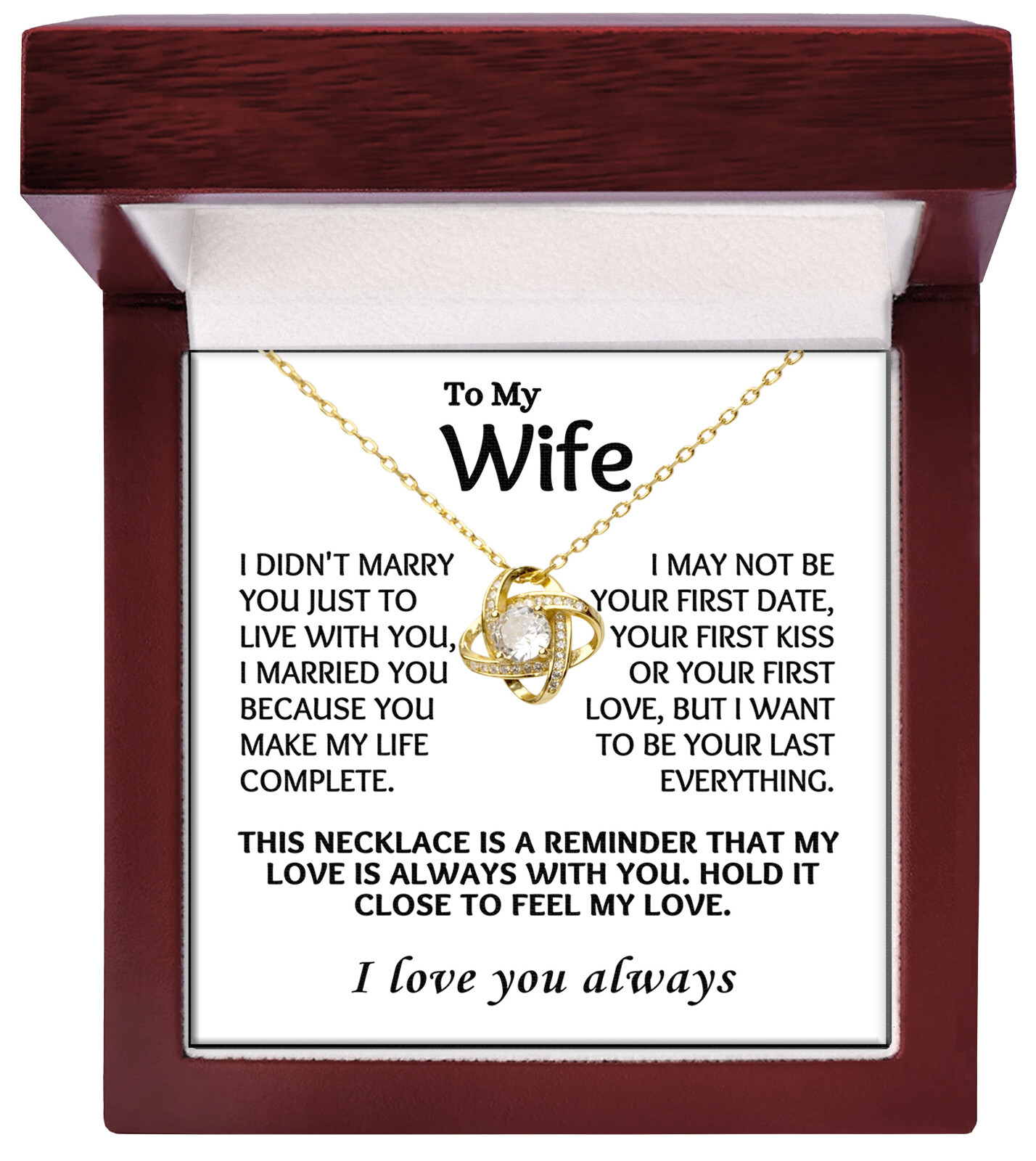 To My Wife Pendant Necklace Jewelry Gift For Women Birthday Anniversary Gift To My Wife Pendant Necklace Jewelry Gift For Women Birthday Anniversary Gift
