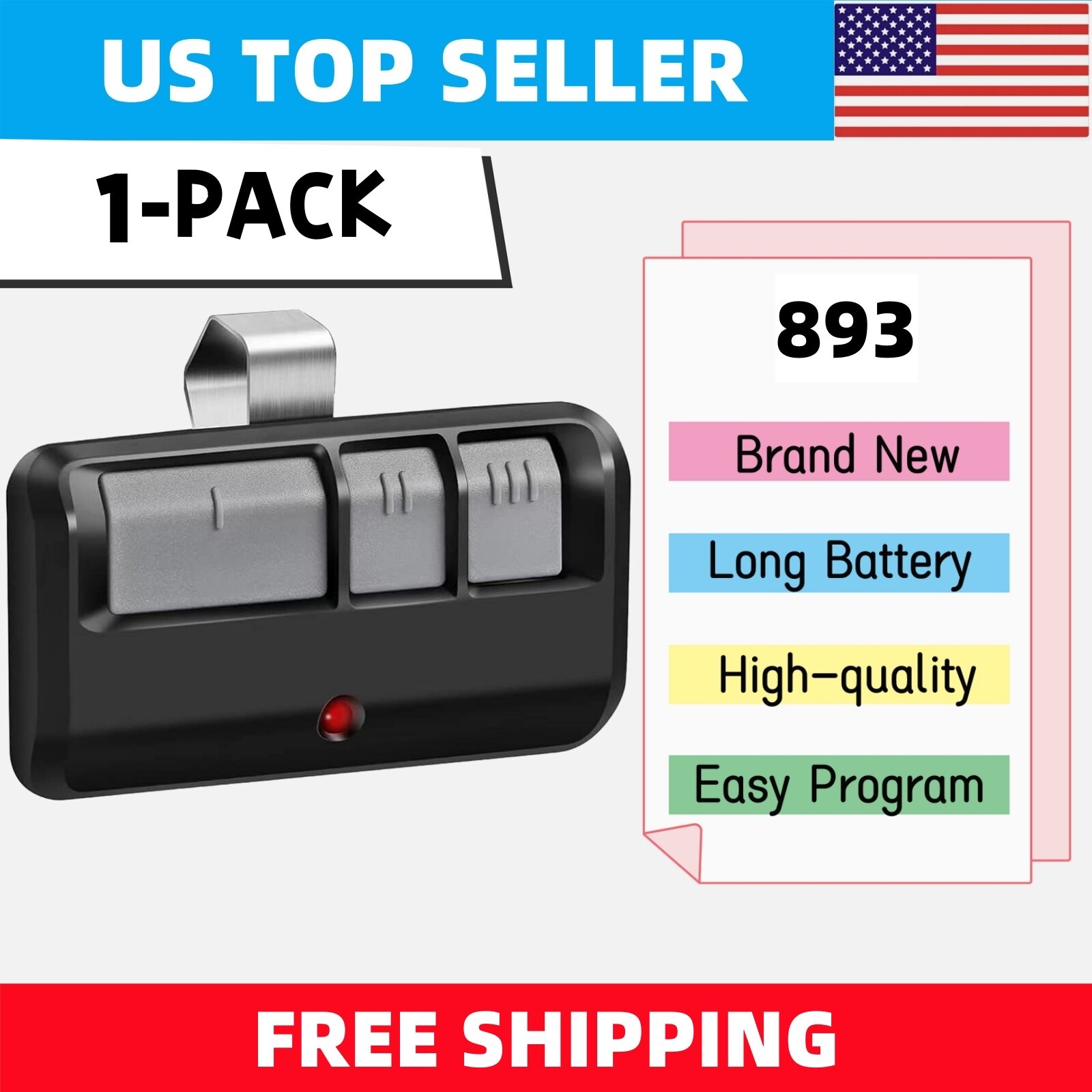 1-4x For Chamberlain Remote Opener 893LM 893max LiftMaster Garage Door 3 button