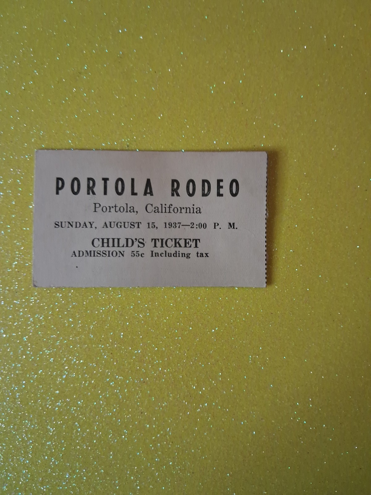  Vintage Ephemera Portola t icket stub, 1937, childs ticket, Portola CA