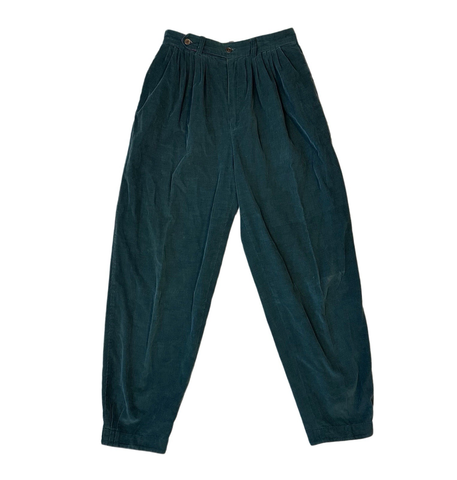 Vtg 90s Liz Claiborne Corduroy Pants Womens 10 Green Pleated Cotton Straight Leg