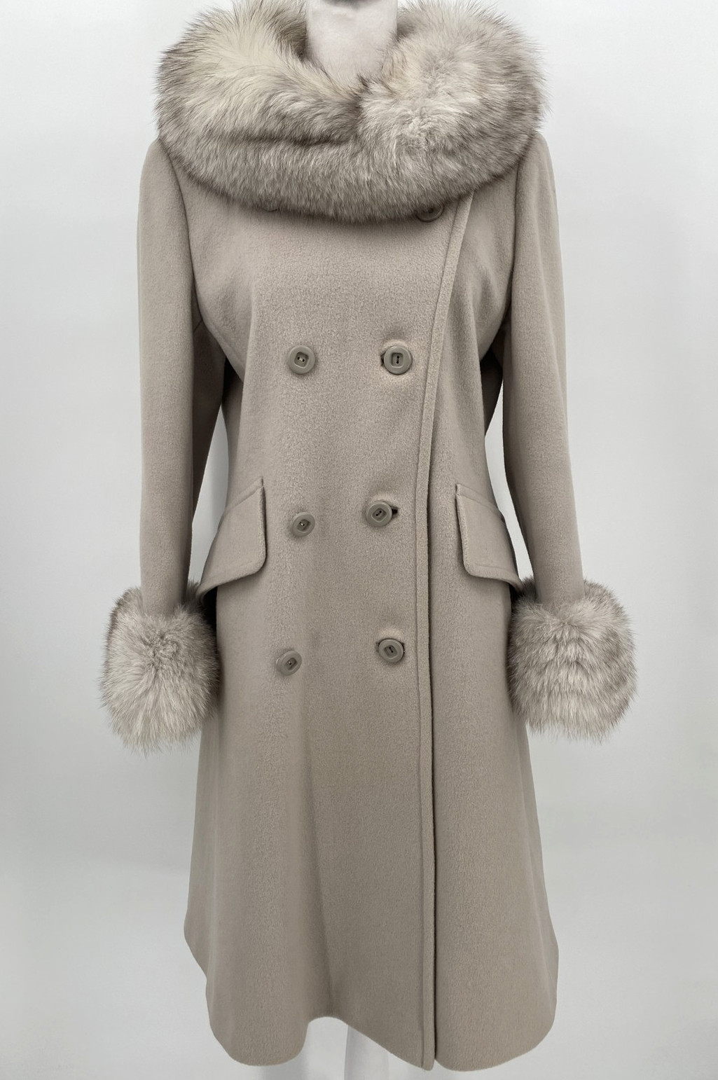 VTG 70s The American Way With Wool Princess Coat Womens S Fox Fur Collar Cuffs VTG 70s The American Way With Wool Princess Coat Womens S Fox Fur Collar Cuffs
