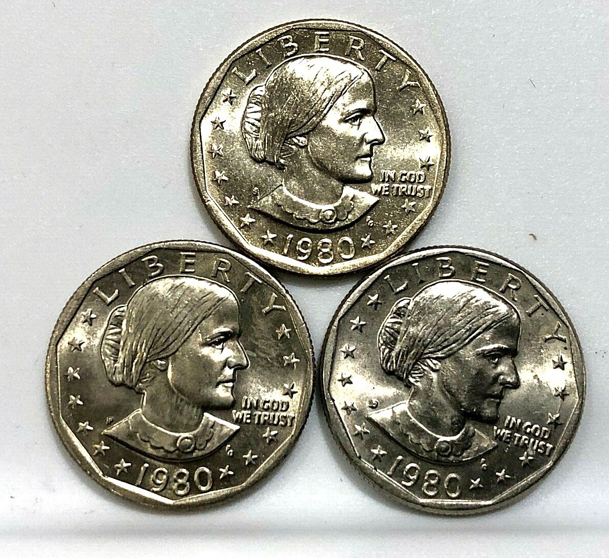 1980 P D S Susan B. Anthony Dollar  Set  (3 Coins)