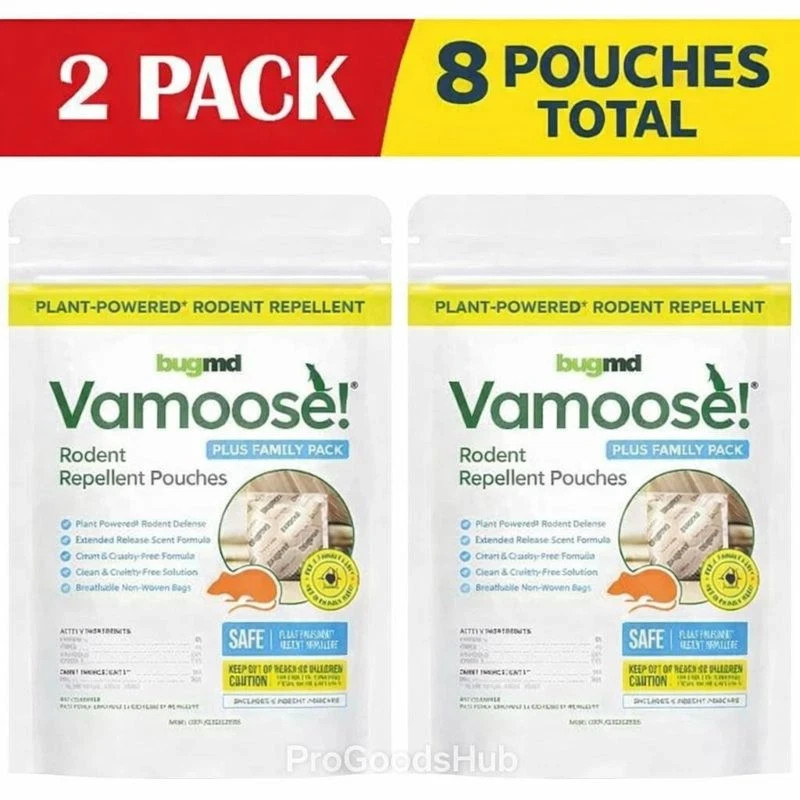 BugMD Vamoose PLUS Rodent Repellent Pouches No Chemical, Natural 8 Pouches