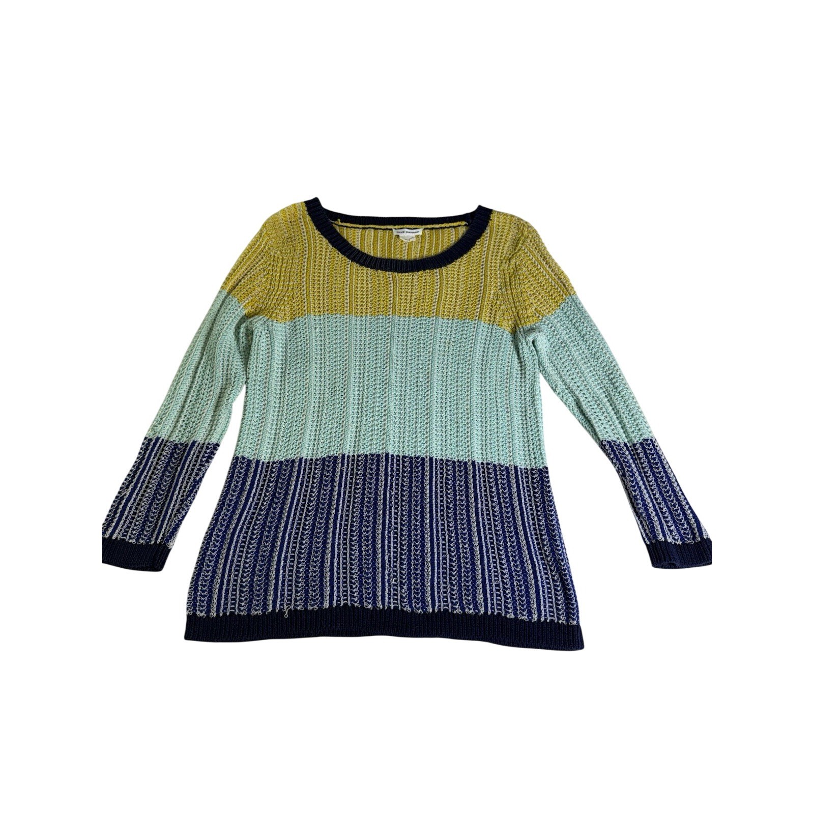 Club Monaco Sweater Women Medium Multicolor Excellent Colorblock Open Knit