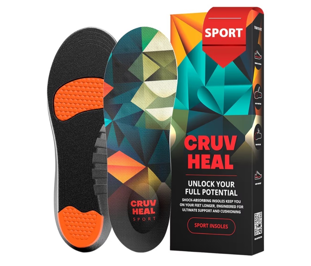 CRUVHEAL Work  Insoles - Anti Fatigue Medium Arch Support Mens 6-8 Women 7-9