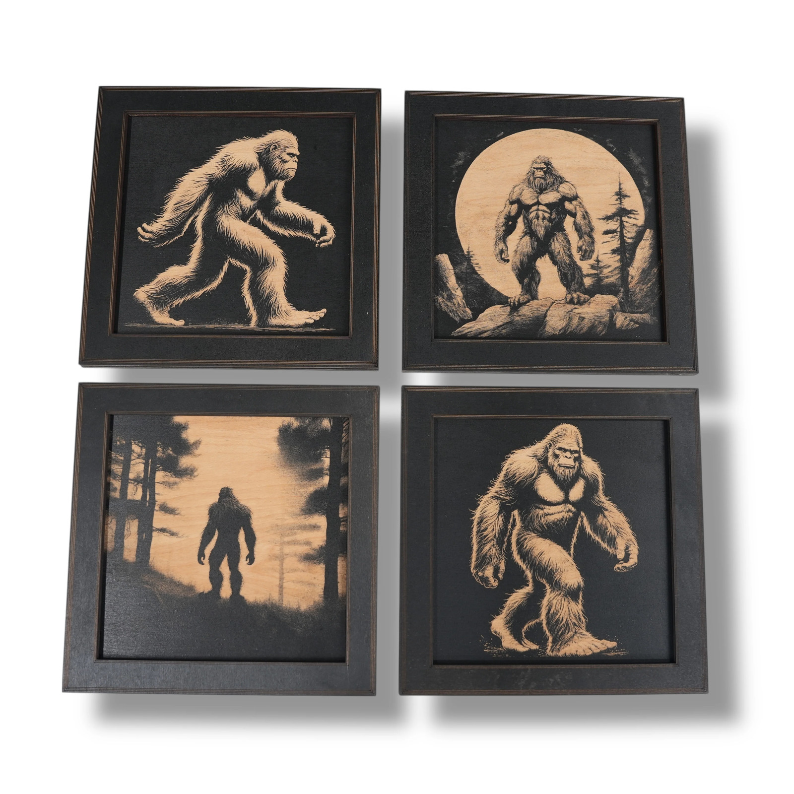 Framed Art - Bigfoot Sasquatch SET of 4 Pictures Framed Art - Bigfoot Sasquatch SET of 4 Pictures