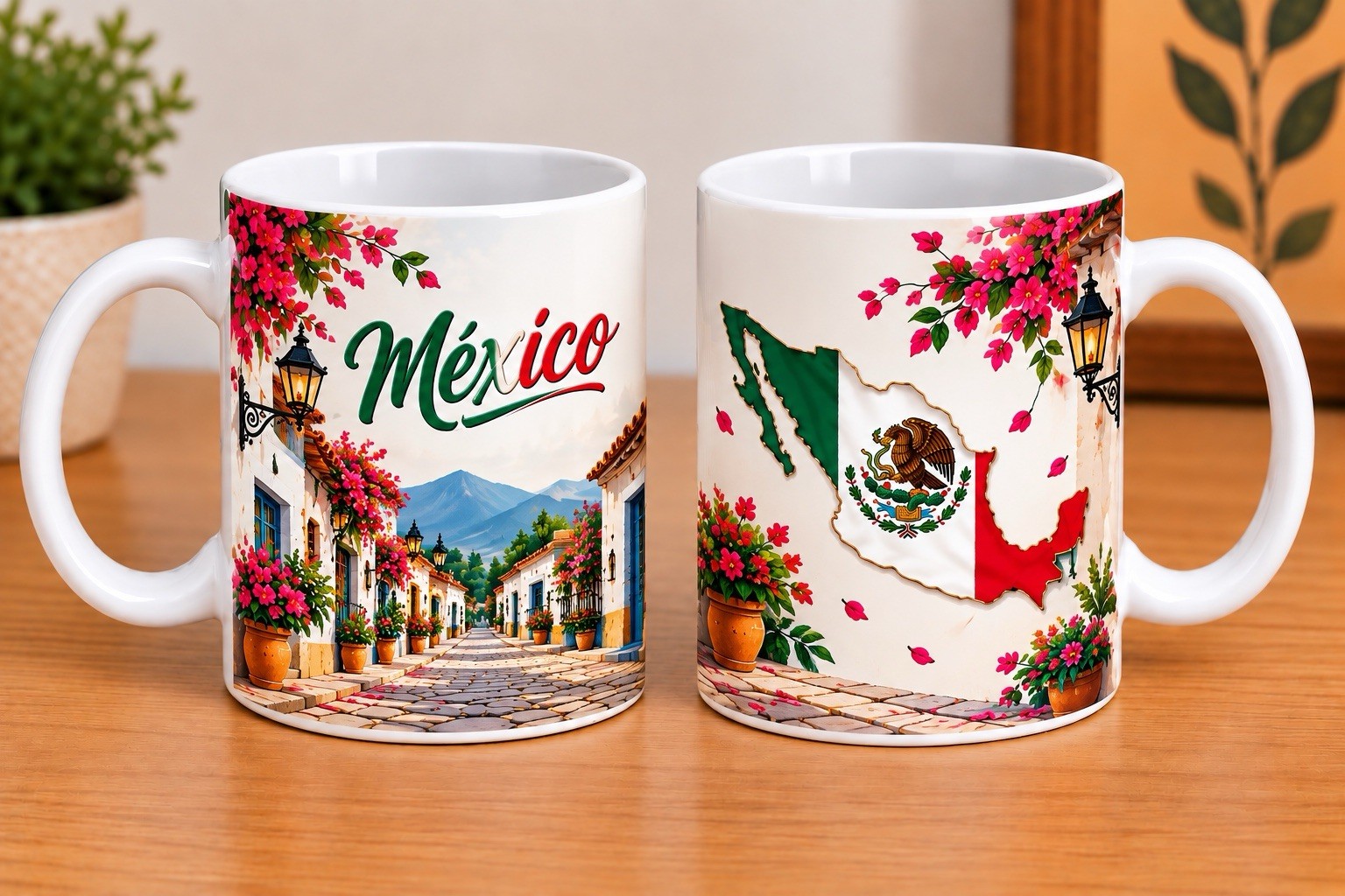 Set 4 pcs, Mexican Coffee Mug, Set Floral Cactus Flag Cultural Design, Tazas. Set 4 pcs, Mexican Coffee Mug, Set Floral Cactus Flag Cultural Design, Tazas.