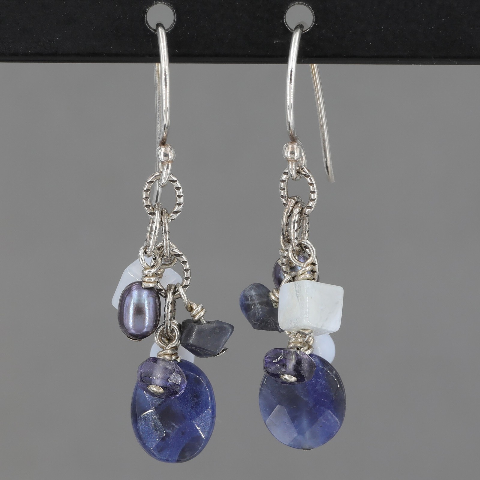 Vintage Silpada Sterling Pearl Sodalite Iolite Chalcedony Dangle Earrings W1471 Vintage Silpada Sterling Pearl Sodalite Iolite Chalcedony Dangle Earrings W1471