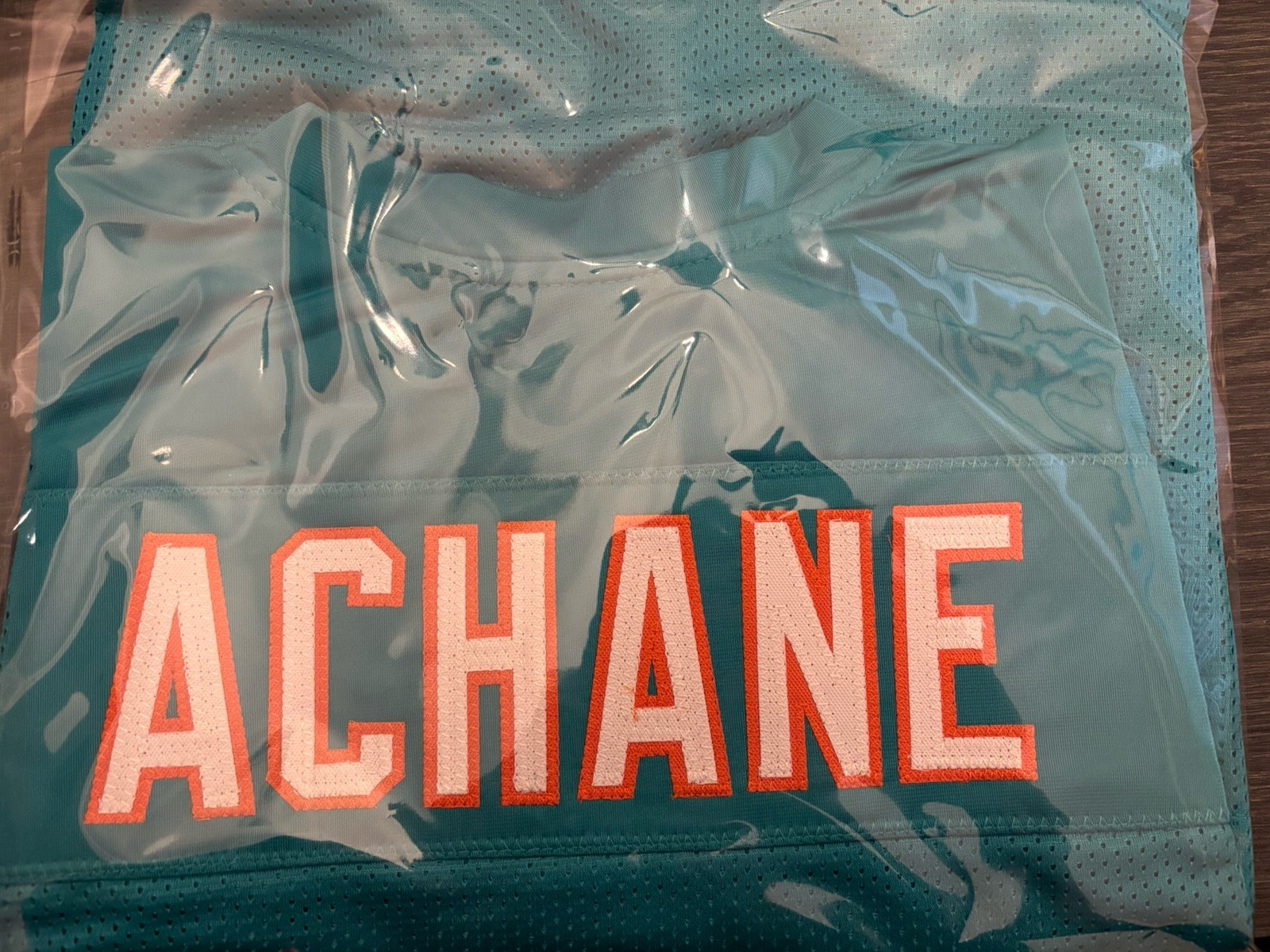 Autographed/Signed De\'Von DeVon Achane Miami Teal Jersey Beckett BAS COA Autographed/Signed De\'Von DeVon Achane Miami Teal Jersey Beckett BAS COA