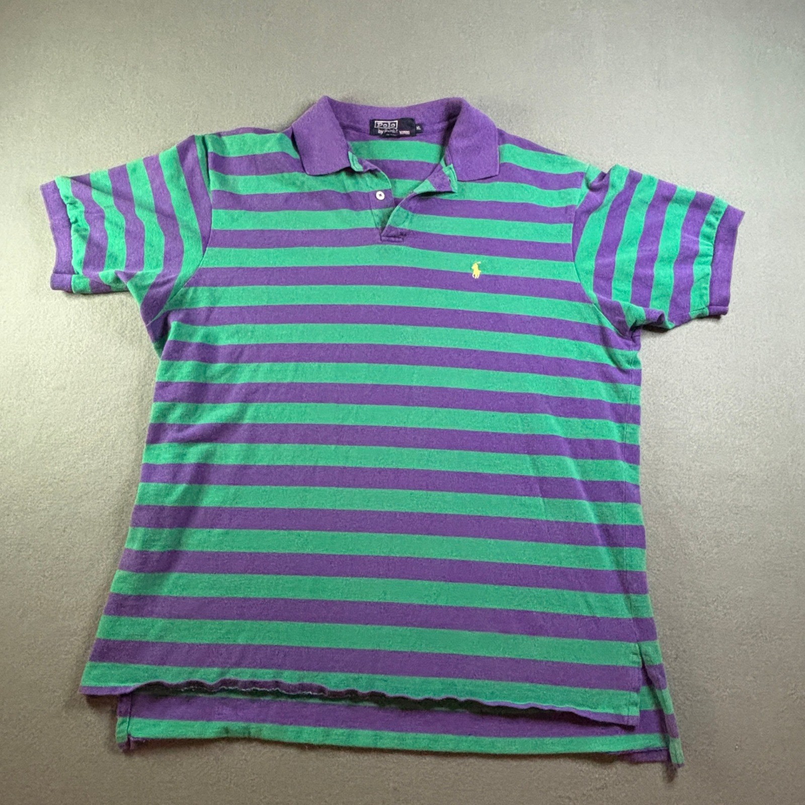 VTG Polo Ralph Lauren Shirt Mens XL Purple Green Stripe Polo Country Club  USA