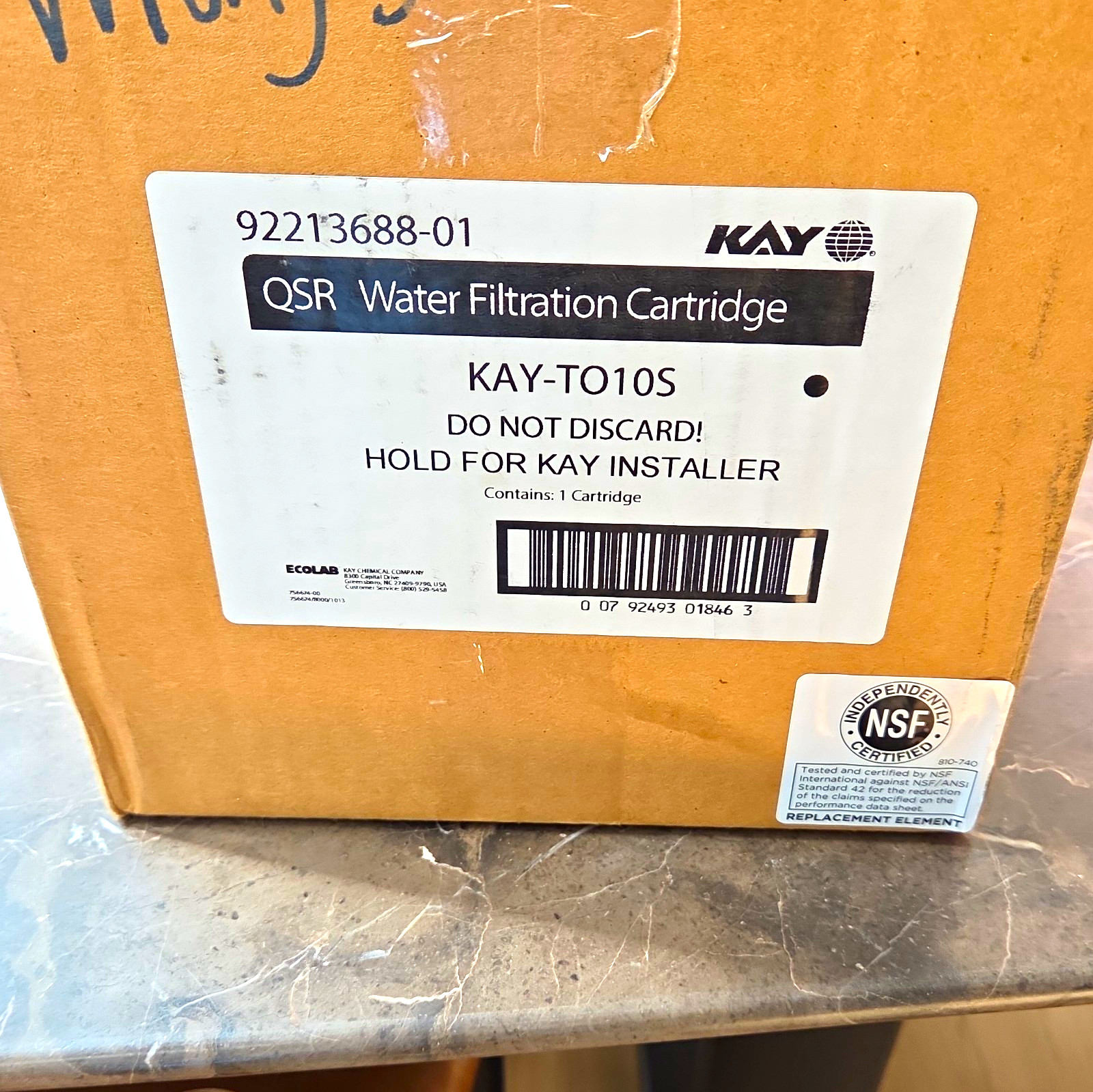 Ecolab QSR Water Filtration Cartridge KAY-T010S 92213688-01 Particulate Ecolab QSR Water Filtration Cartridge KAY-T010S 92213688-01 Particulate