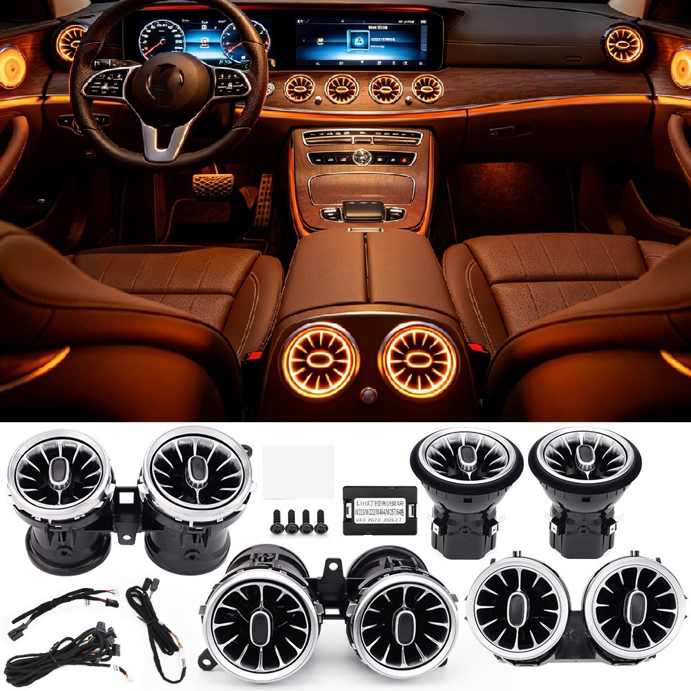 8PCS AC Air Vent 64 Colors LED Ambient Light For Mercedes Benz C238 2016-2023