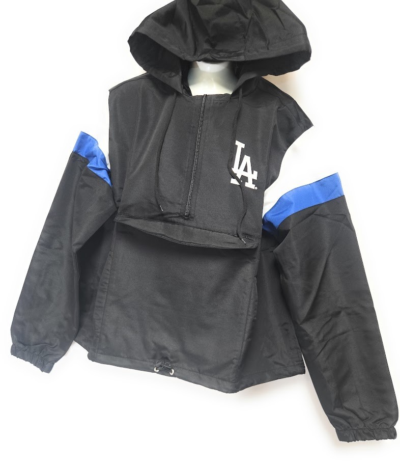 Womens Fanatics Los Angeles Dodgers 1/4 Zip Poly Hooded Pullover Baseball Jacket