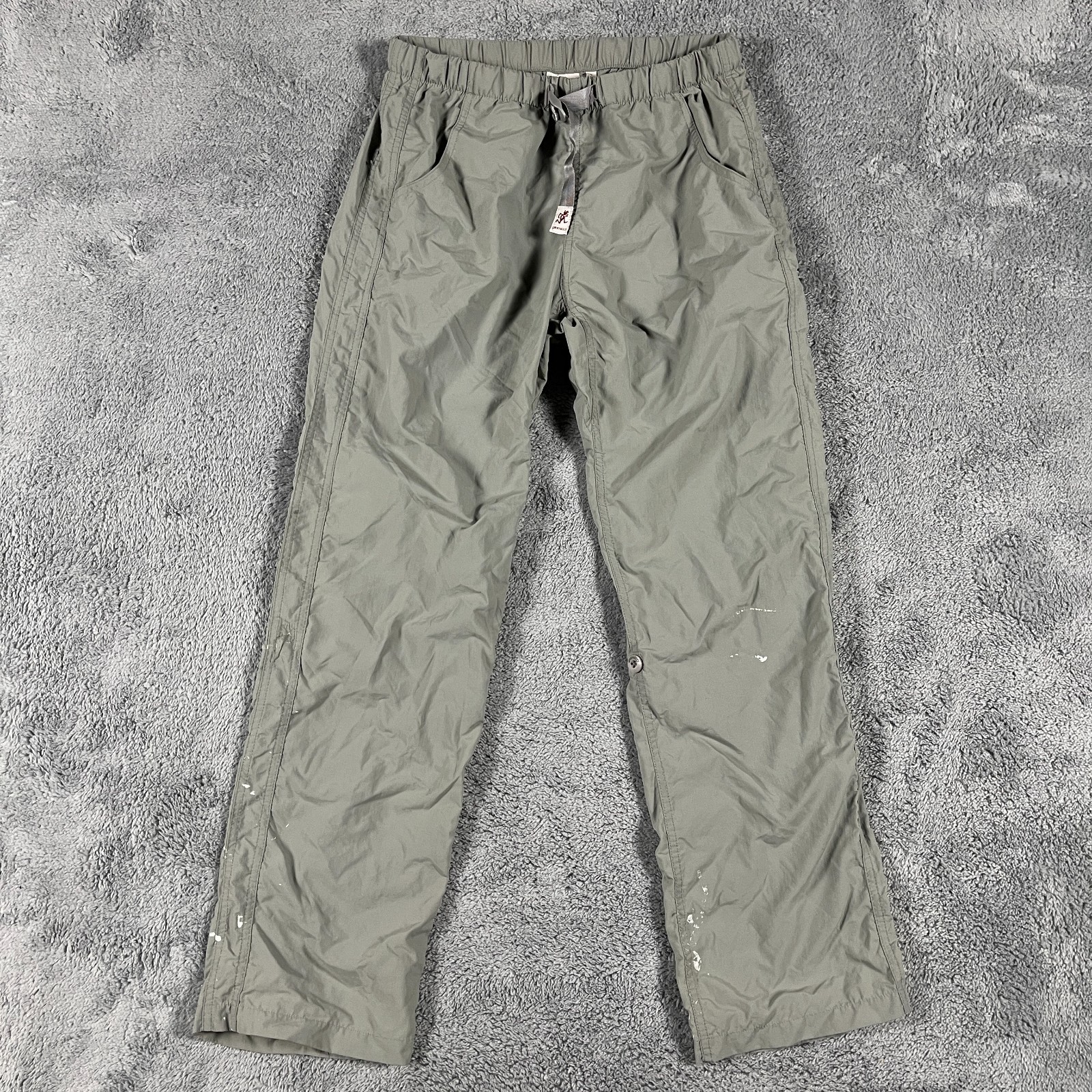 Gramicci Nylon Pants Mens Small Green Relaxed-Fit Drawstring Outdoor Hiking