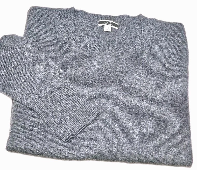 J.Crew Womens Cashmere Sweater, Gray Long Sleeve V.Neck-(M)