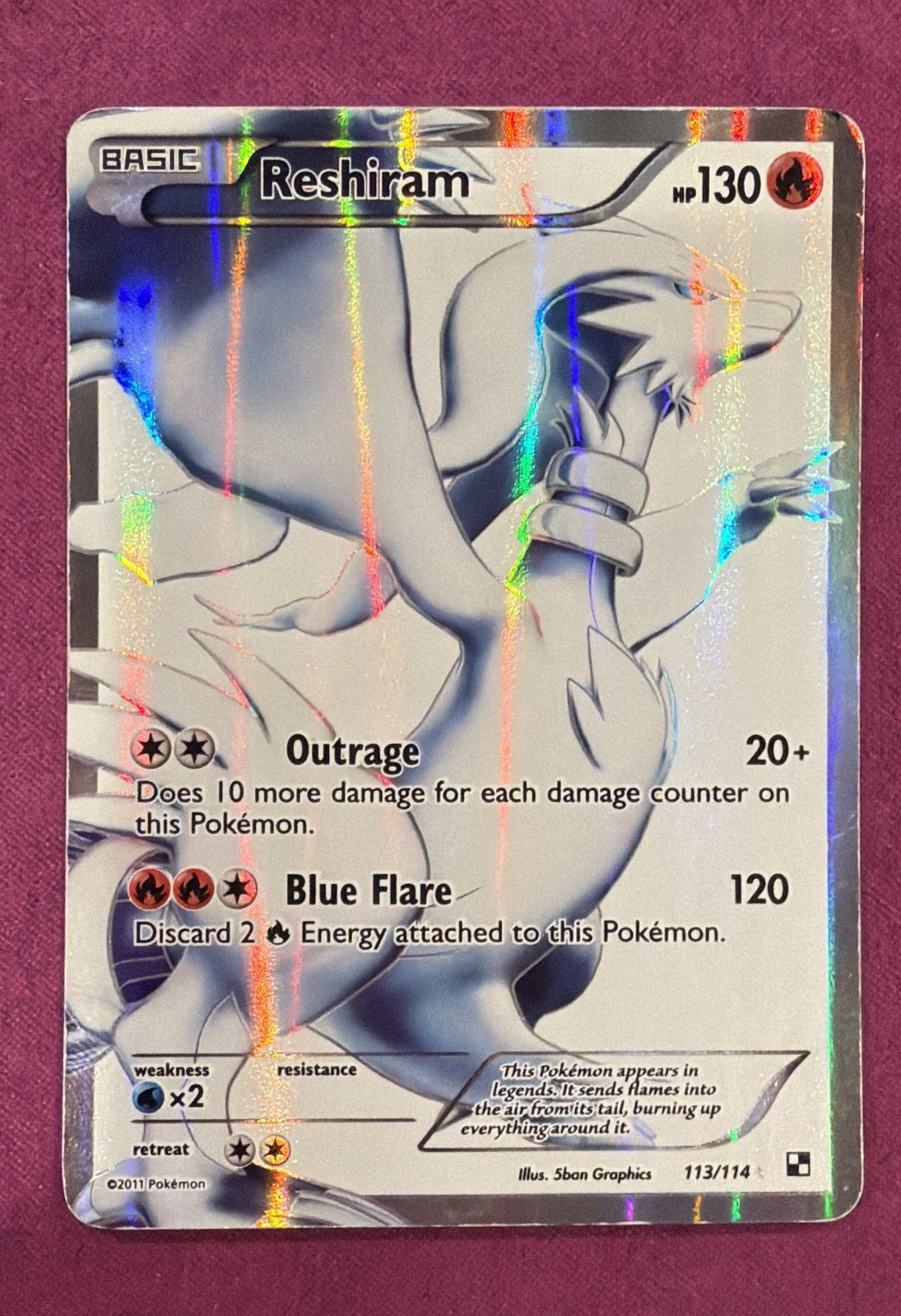 Reshiram (113 Full Art) 113/114 Black & White Full Art Holo MP Reshiram (113 Full Art) 113/114 Black & White Full Art Holo MP