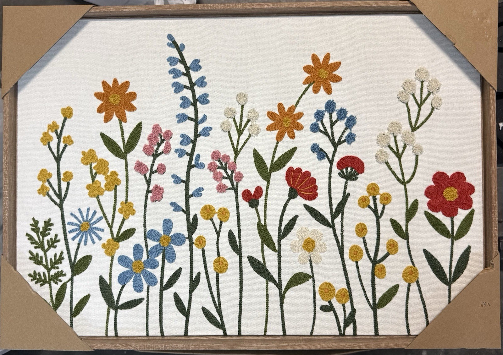 New BP Home Textile Embroidery Woven Wall Art Floral Flowers Decor 26 X 18