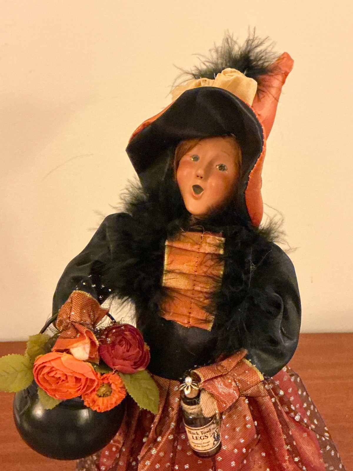 Repurposed Byers Choice Caroler - Witch Going To The Soiree Ball  - OOAK - Great