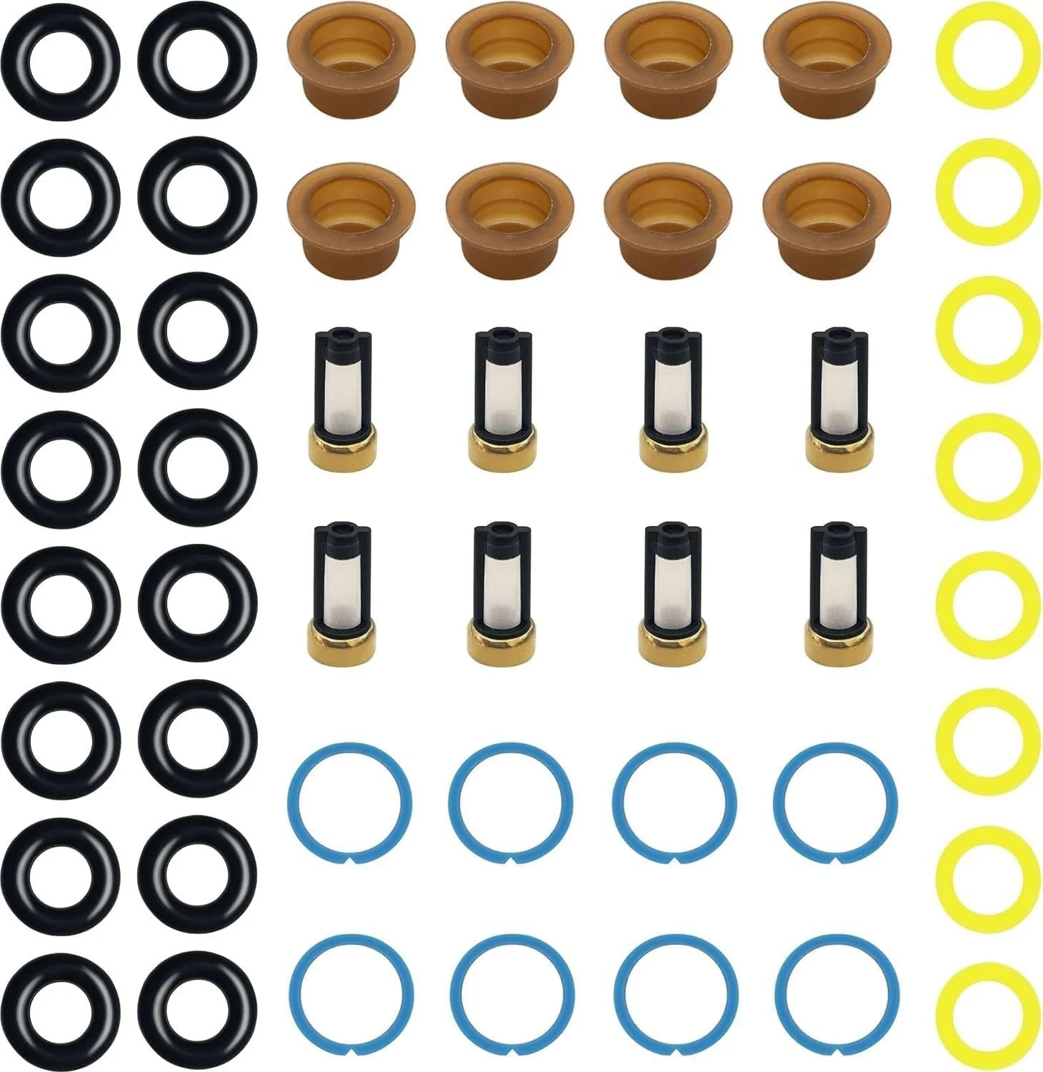 48PCS Fuel Injector Seal Kits, Universal Repair Set Include O-Rings, Pintle C
