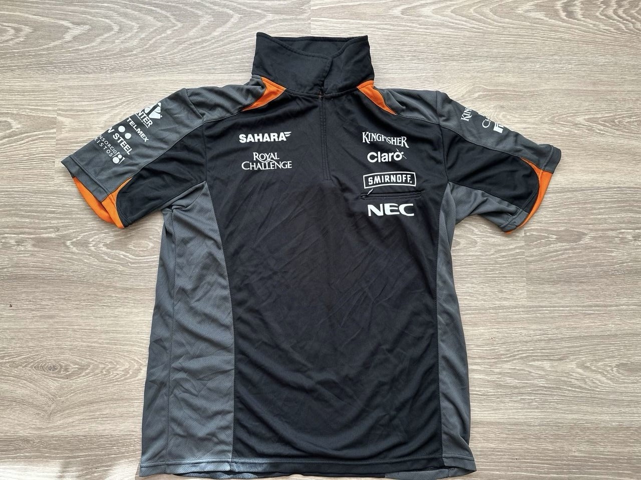 Sahara Force India F1 Team Quarter Zip Shirt Black Gray Orange Men’s Xl Formula 