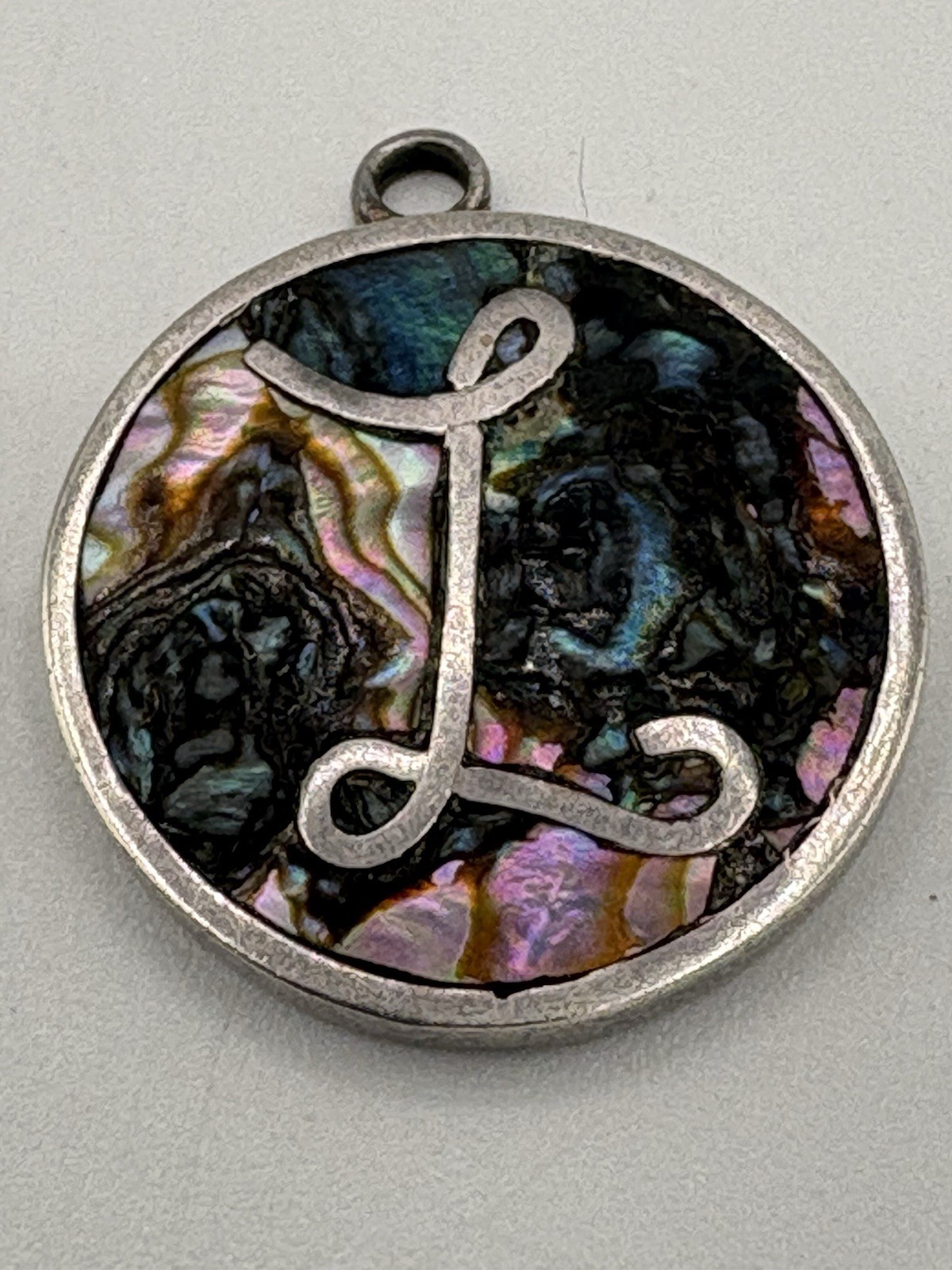 Vintage 1950s 60s Los Castillo Taxco Sterling Silver Abalone Eagle 15 L Pendant