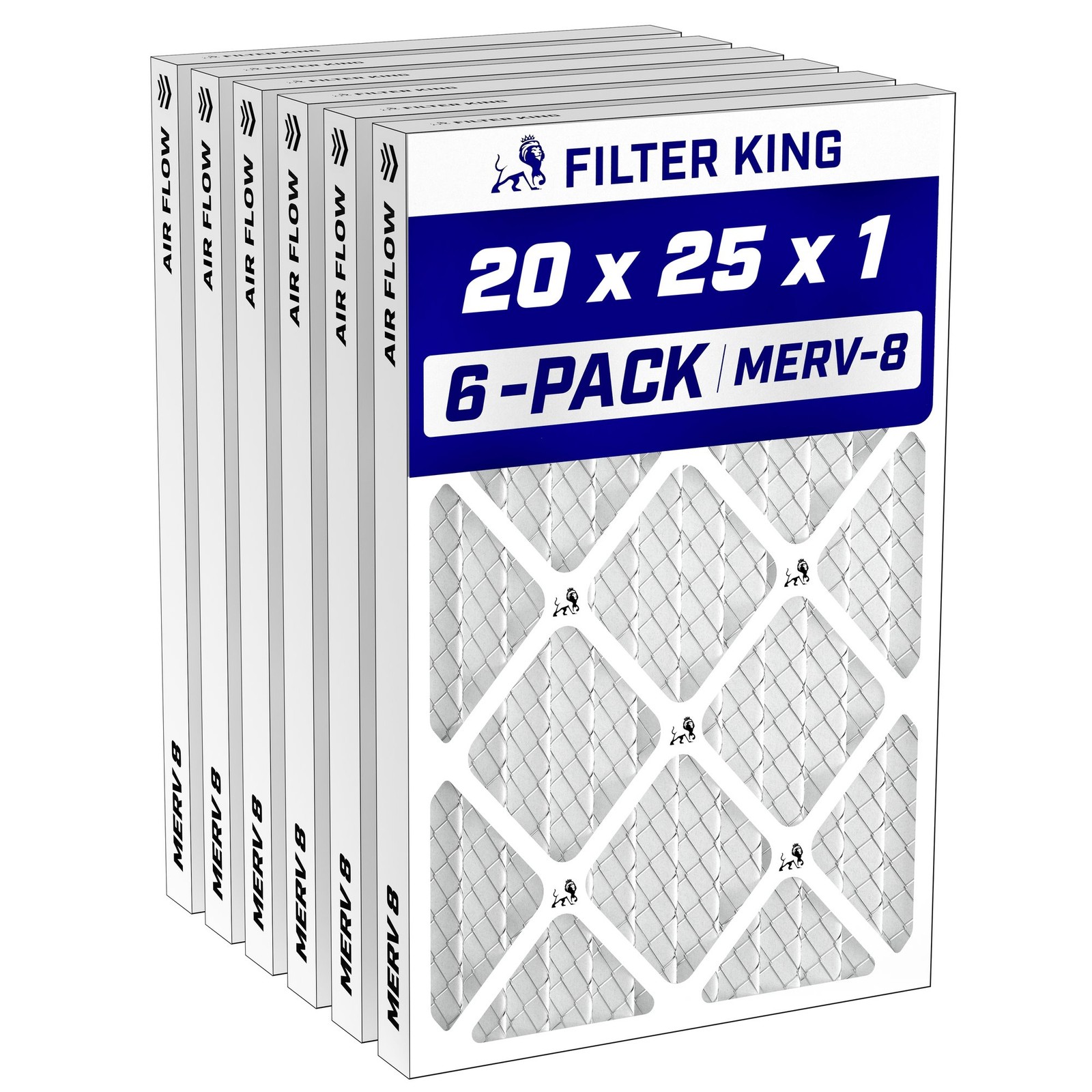 Filter King 20x25x1 Air Filter MERV 8, AC Furnace Filters (6-Pack) Filter King 20x25x1 Air Filter MERV 8, AC Furnace Filters (6-Pack)