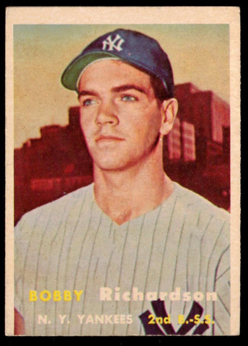 1957 Topps Baseball Bobby Richardson Card #286 4th Series New York Yankees VGEX