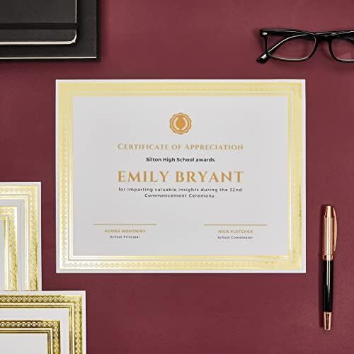 Juvale 50 Sheets Gold Foil Award Certificate Paper 8.5 x 11 for Printing - Blank