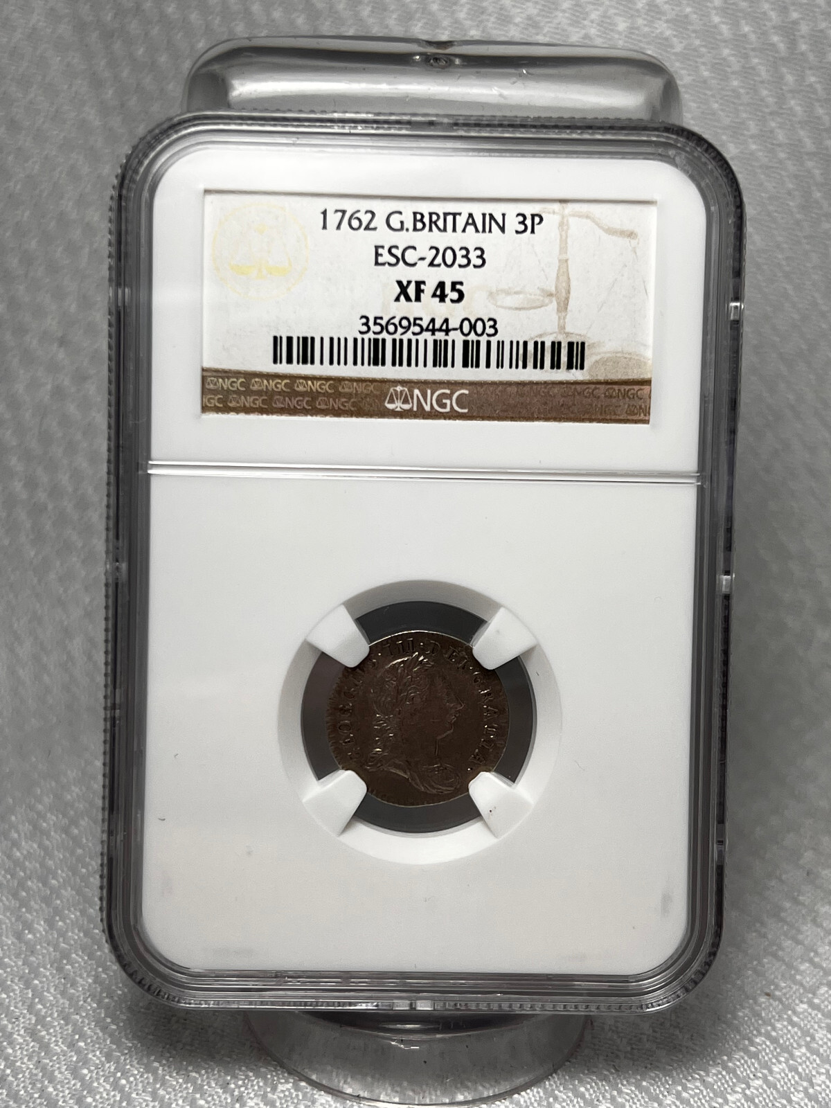 1762 Great Britain 3P ( Pence) qEsc-2033 Coin NGC XF 45 1762 Great Britain 3P ( Pence) qEsc-2033 Coin NGC XF 45