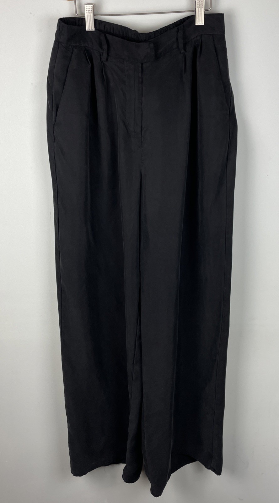 WAYF Womens Silk-like Wide Leg Pants Size S Where Are You From Black High Rise