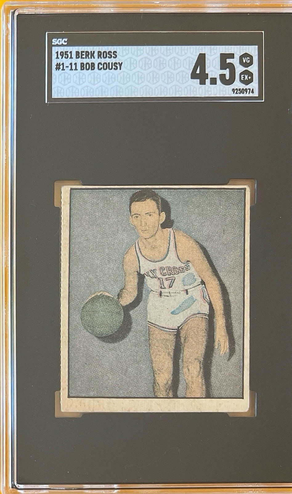 1951 Berk Ross - #1-11 Bob Cousy - SGC 4.5