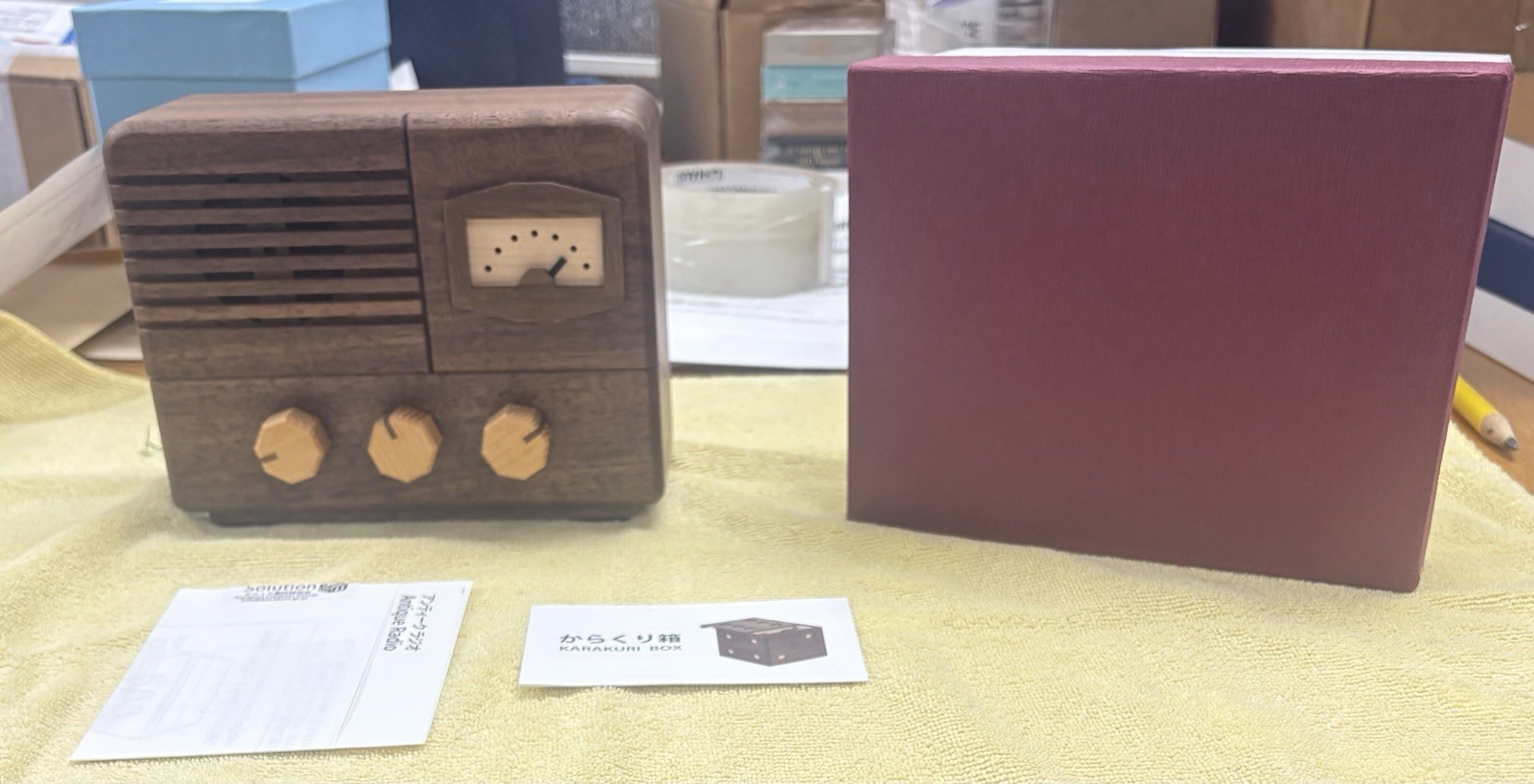 KaraKuri Antique Radio Puzzle by Hiroshi Iwahara Extremely Rare Japanese Puzzle KaraKuri Antique Radio Puzzle by Hiroshi Iwahara Extremely Rare Japanese Puzzle